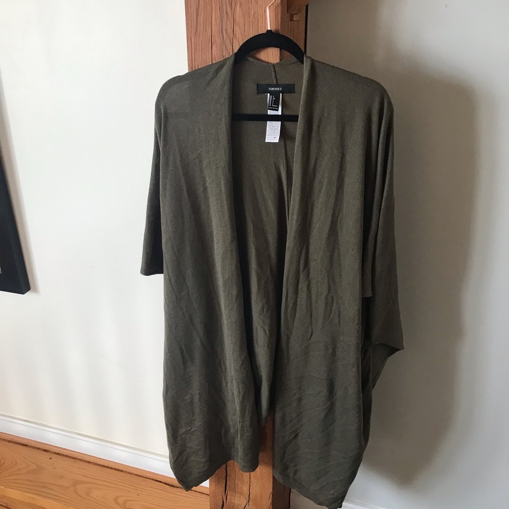 Forever21 olive long cardigan never been worn!